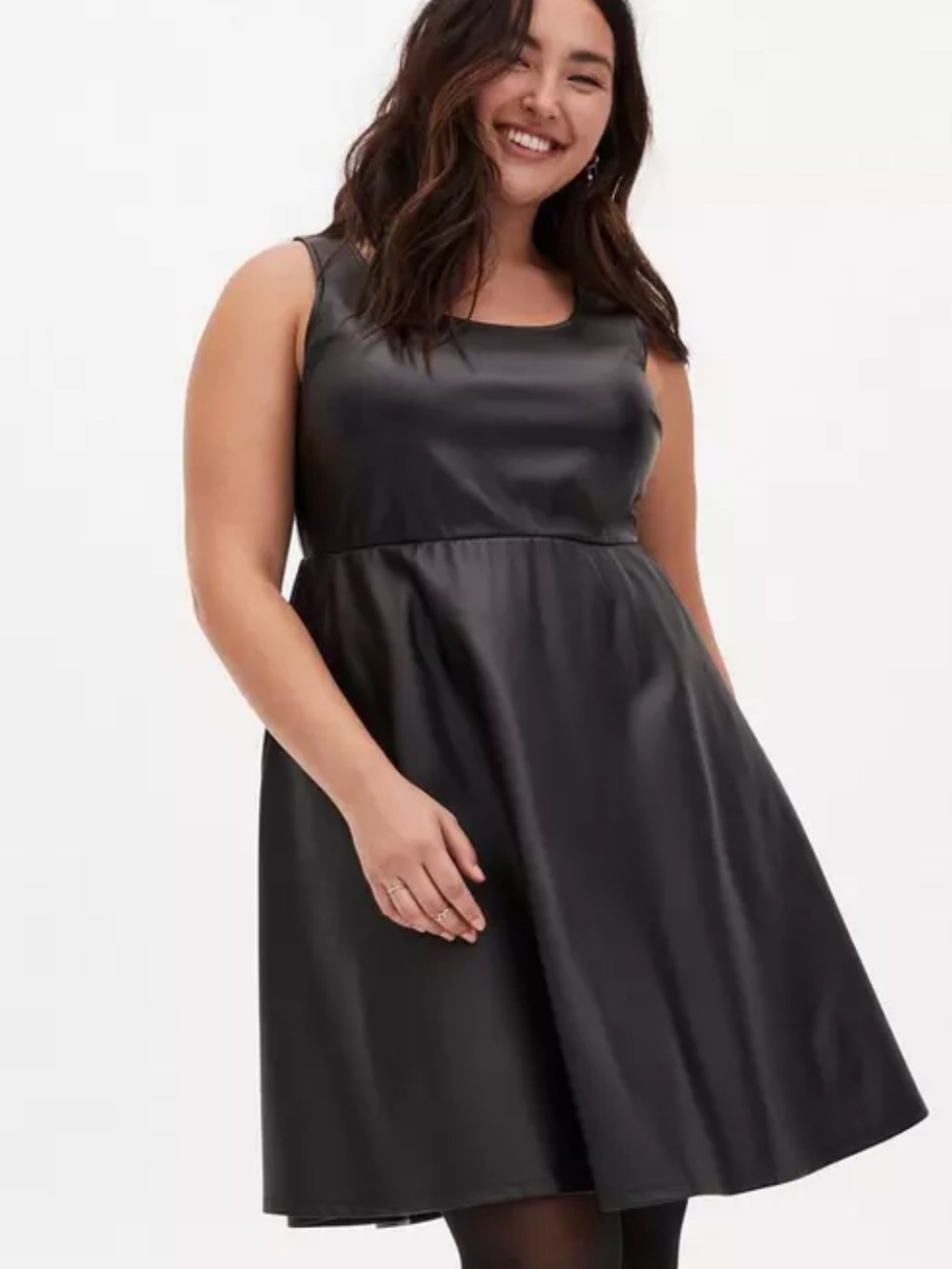NEW Torrid Black Faux Leather Skater Dress